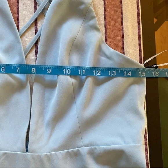 Revolve Superdown Baby Blue Deep V-Neck Sammie Mini Skater Dress Large - Picture 11 of 14